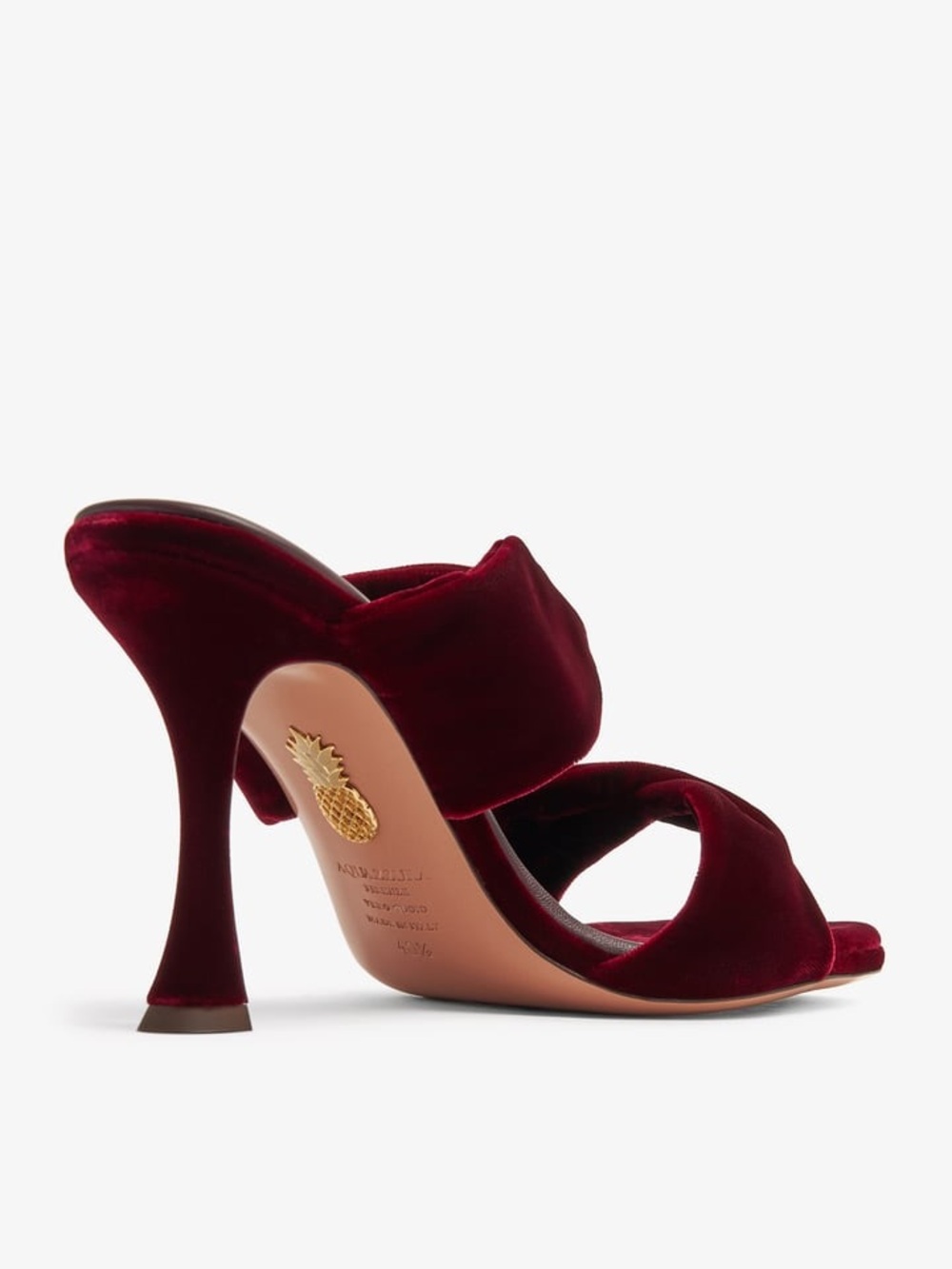 Aquazzura Twist 75 Velvet 2-Band Slide 3.7” Heels Merlot Size 41/11 Exc cond - Picture 2 of 13